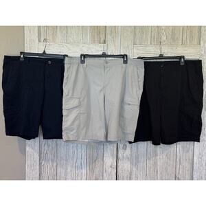 GEORGE Men's Shorts Blue Khaki Black Waist Size 42 Cargo Lot of 3